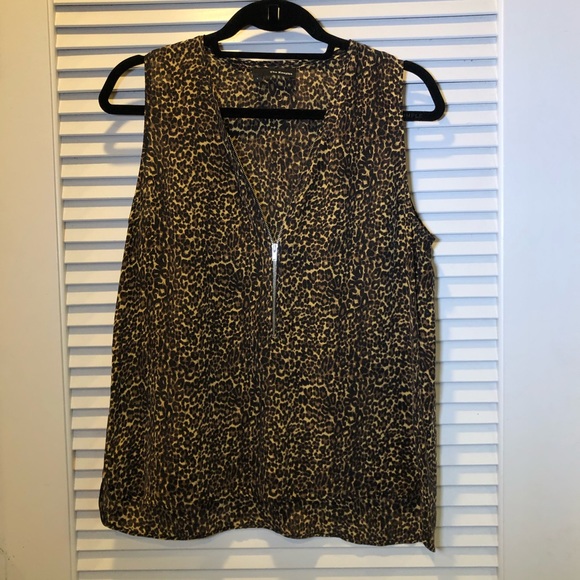 The Kooples Silk Leopard Half Zip Tank - Picture 2 of 8